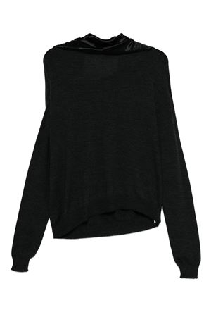Black satin-trimmed wool sweater ALBERTA FERRETTI | A092366060555